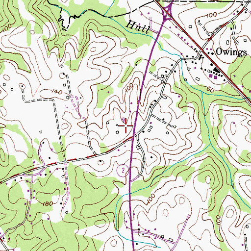Topographic Map of Owings Station, MD