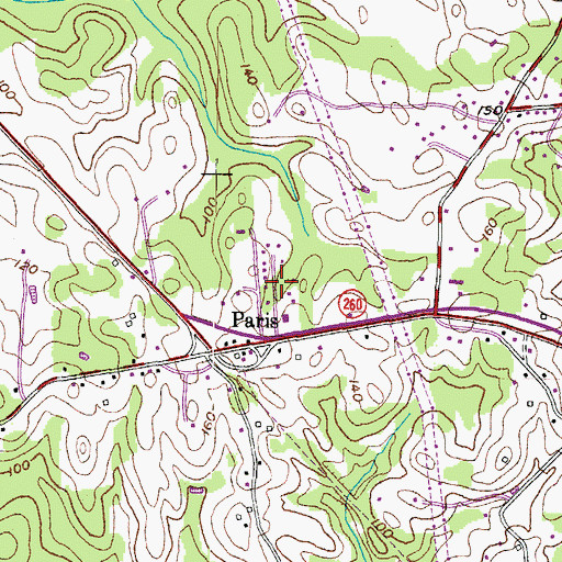 Topographic Map of Paris Estates, MD