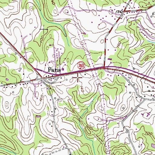 Topographic Map of Paris Pines, MD