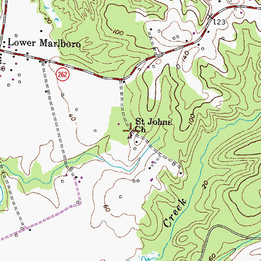 Topographic Map of Saint Johns School (historical), MD