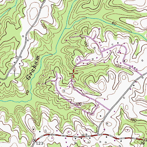 Topographic Map of The Meadows, MD