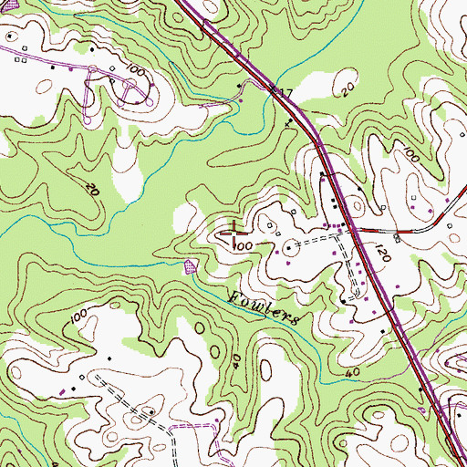 Topographic Map of Wards Meadow, MD