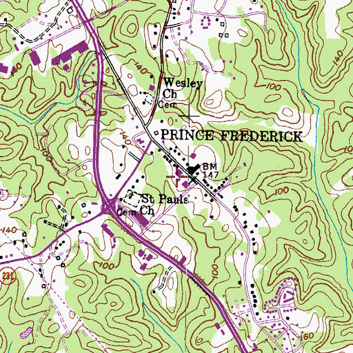 Topographic Map of Calvert County Courthouse, MD