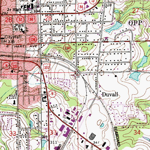 Topographic Map of Opp Post Office, AL