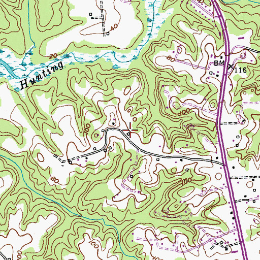 Topographic Map of Meadow Oaks, MD