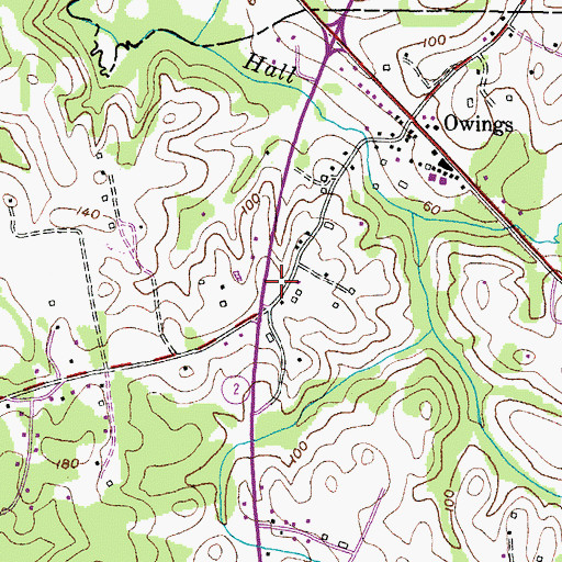 Topographic Map of Owings Post Office, MD