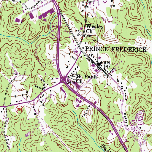 Topographic Map of Saint Paul's Cemetery, MD