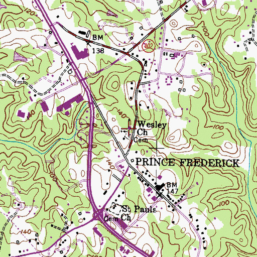 Topographic Map of Trinity Cemetery, MD