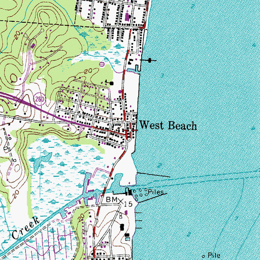 Topographic Map of West Beach Post Office (historical), MD