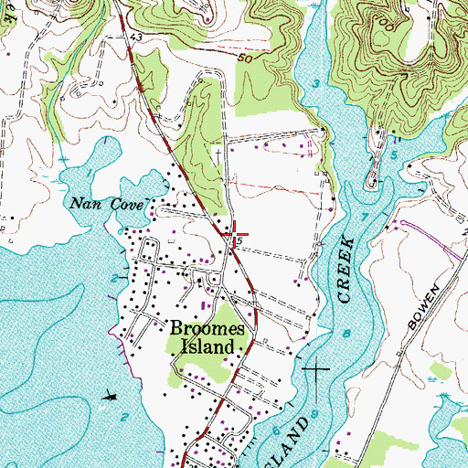 Topographic Map of Broomes Island Post Office, MD