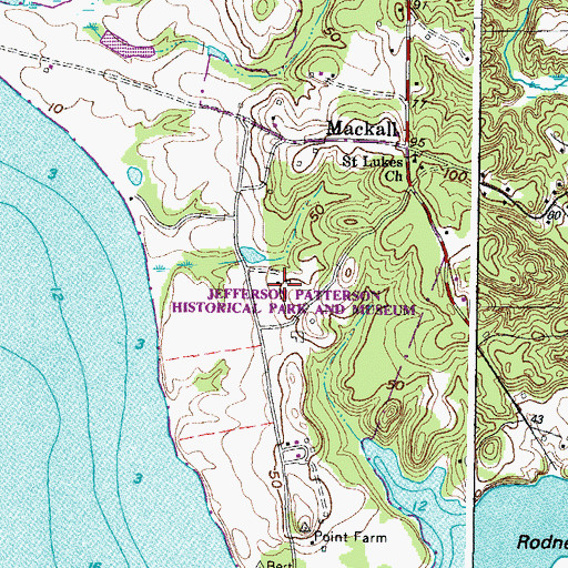 Topographic Map of Jefferson Patterson Historical Park, MD