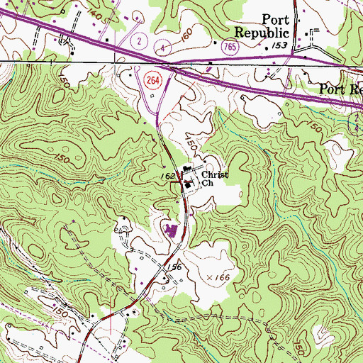 Topographic Map of Prince Frederick Seventh Day Adventist Church, MD
