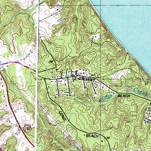 Topographic Map of Calvert Beach Park, MD