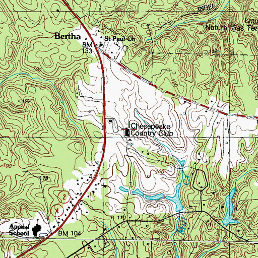 Topographic Map of Chesapeake Country Club, MD