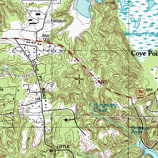 Topographic Map of Cove Point Woods, MD