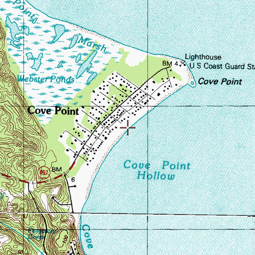 Topographic Map of Cove Point Beach, MD