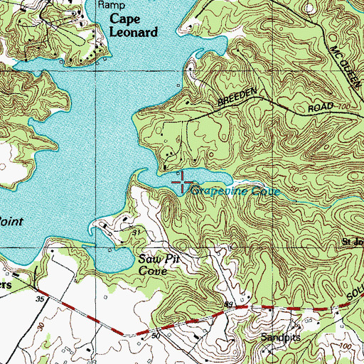 Topographic Map of Grapevine Cove, MD