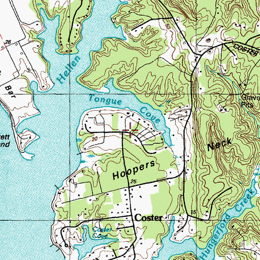 Topographic Map of Hellen Creek Estates, MD