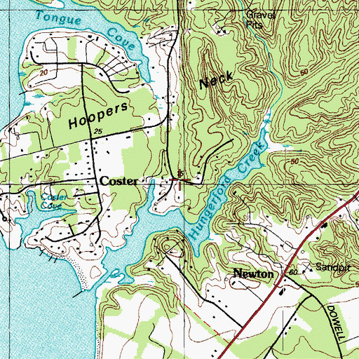Topographic Map of Hoopers Neck, MD