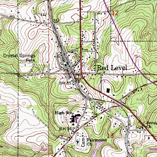 Topographic Map of Red Level Post Office, AL