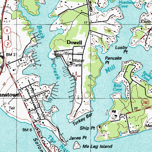 Topographic Map of Lord Calvert Yacht Club, MD