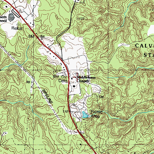 Topographic Map of Middleham Cemetery, MD