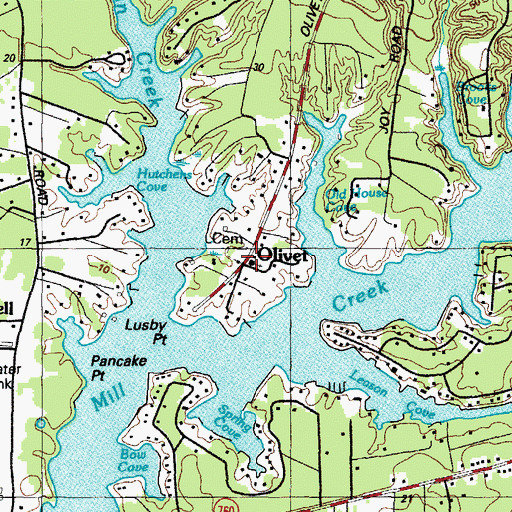 Topographic Map of Olivet United Methodist Church, MD