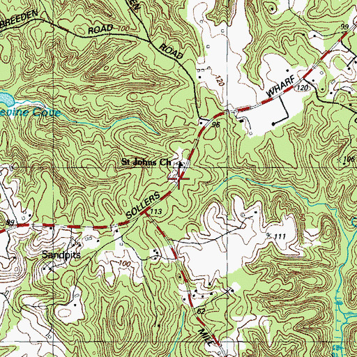Topographic Map of Saint Johns Methodist Cemetery, MD