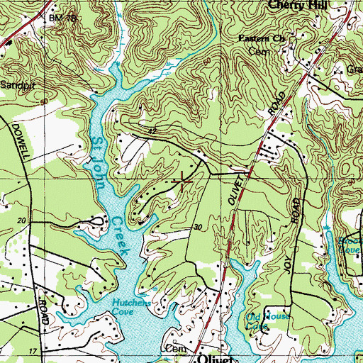 Topographic Map of Saint Johns Creek, MD