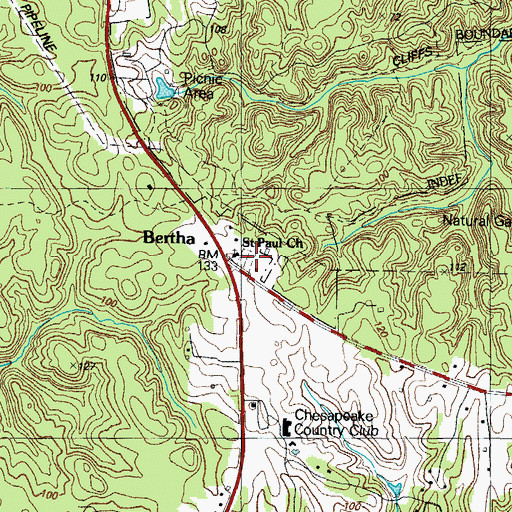 Topographic Map of Saint Paul United Methodist Cemetery, MD