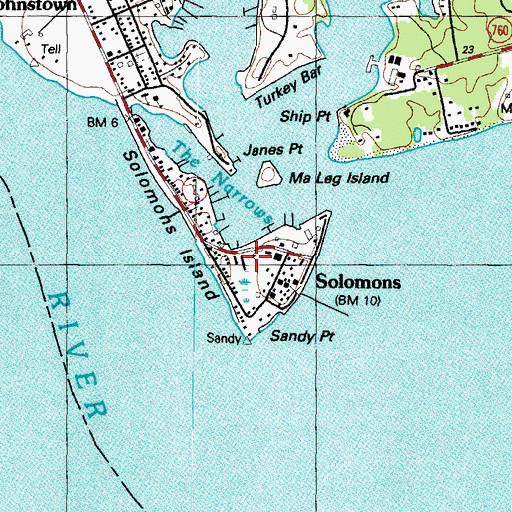 Topographic Map of Saint Peters Episcopal Church, MD