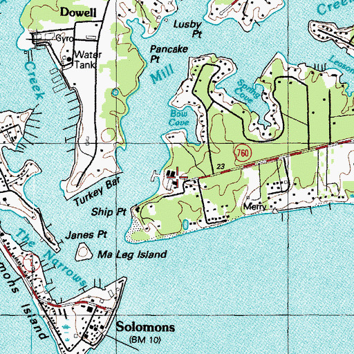 Topographic Map of Ship Point Research Park, MD