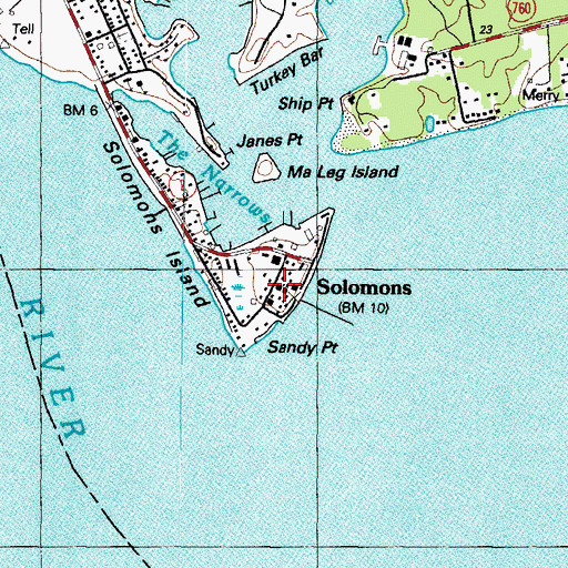 Topographic Map of Solomons, MD