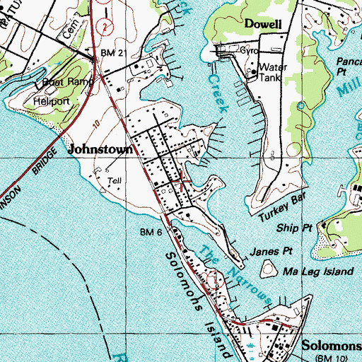 Topographic Map of Solomons Island Cemetery, MD