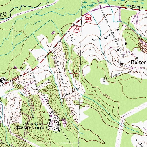 Topographic Map of Berry Hill Manor, MD