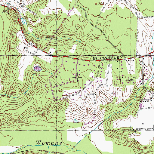 Topographic Map of Billingsley Forest, MD