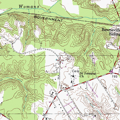 Topographic Map of Camelot, MD