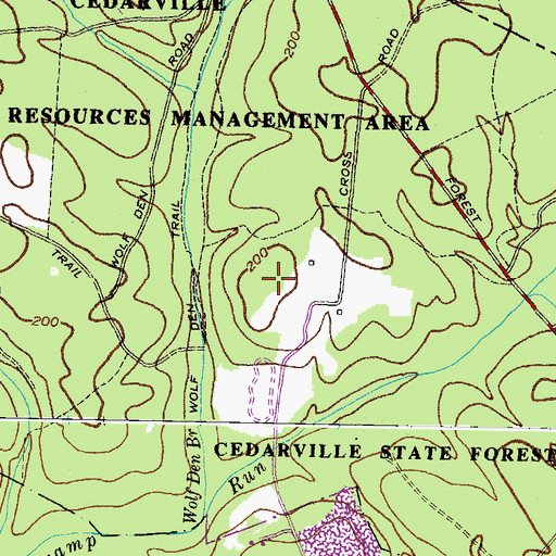 Topographic Map of Cedarville Natural Resources Management Area, MD