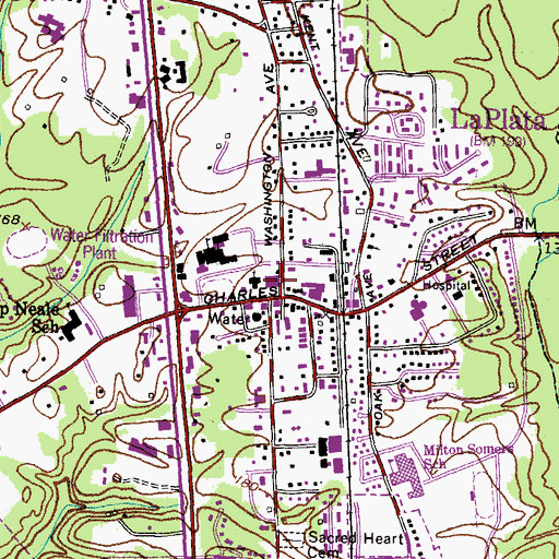 Topographic Map of Charles County Courthouse, MD