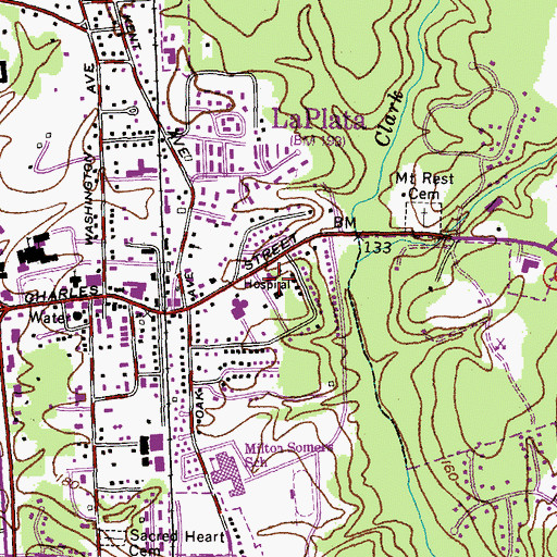 Topographic Map of Charles County Public Library - La Plata Branch, MD
