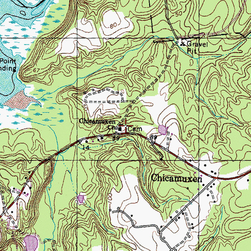 Topographic Map of Chicamuxen Cemetery, MD