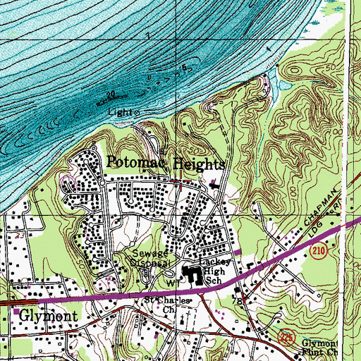 Topographic Map of Glynmont Branch Charles County Public Library, MD