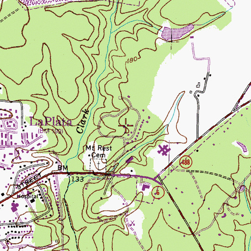 Topographic Map of Hickory Ridge, MD