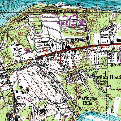 Topographic Map of Indian Head Baptist Church, MD