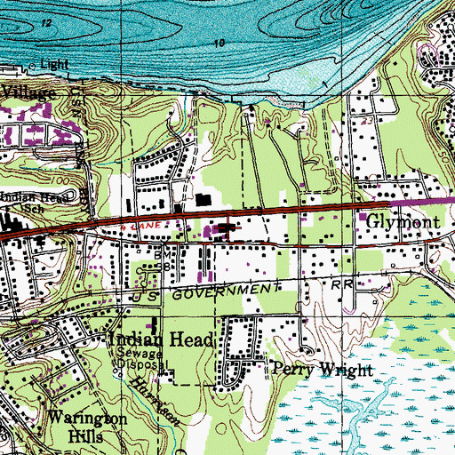 Topographic Map of Indian Head Shopping Center, MD
