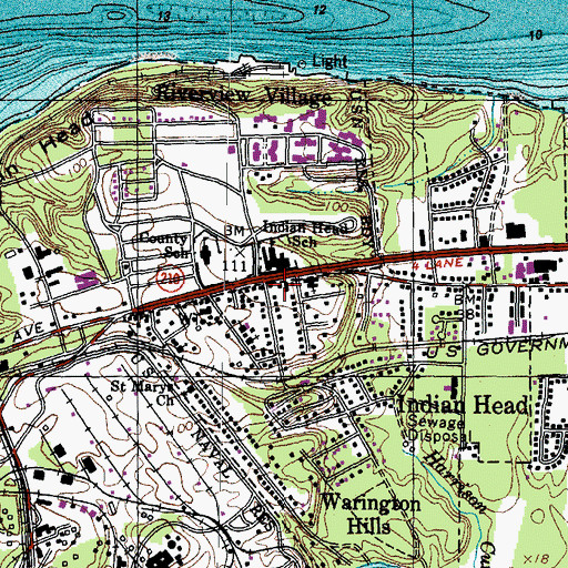 Topographic Map of Indian Head Town Hall, MD