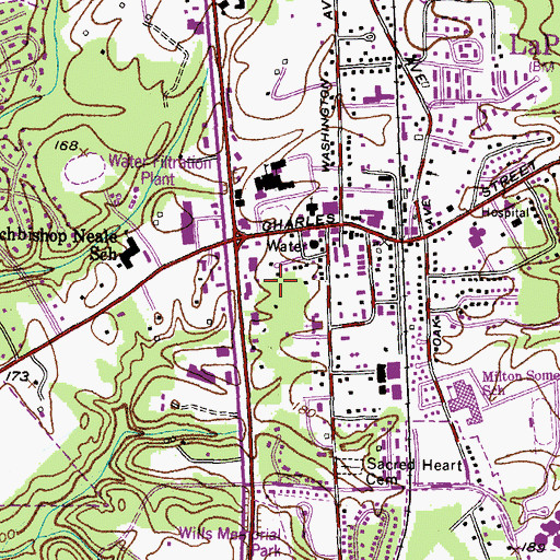 Topographic Map of La Plata Post Office, MD