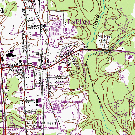 Topographic Map of La Plata Town Hall, MD