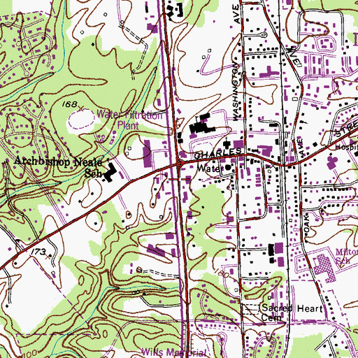 Topographic Map of La Plata United Methodist Church, MD