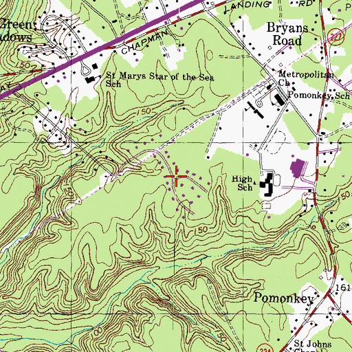 Topographic Map of Laurel Acres, MD